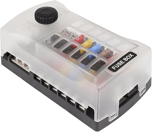 Ineedup Caja de fusibles ATOATCATS con cuchilla de 12 vías, uso para lancha rodante, lancha rápida