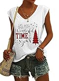 Its The Most Wonderful Time of The Year Christmas Cap Sleeve T-Shirt Casual Loose Fit Shirts Tank Tops