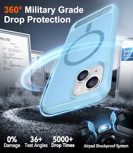 Image of Magnetic Compatible with iPhone 14 Case /iPhone 13 Case,[Built-in Invisible Kickstand][Compatible with MagSafe][Military Grade Shockproof] Slim Translucent Matte Phone Case for iPhone 14 /13 6.1 inch