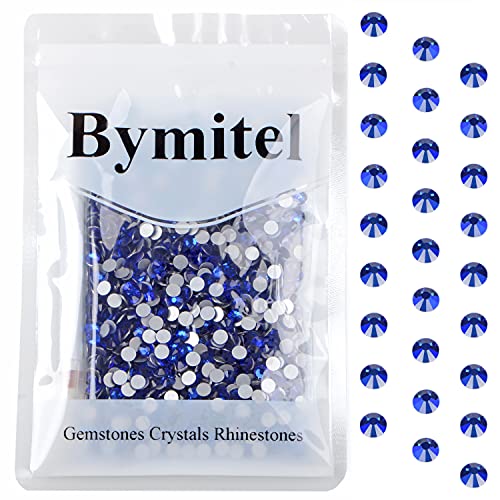 Image of 1440 Pieces Faux Rhinestones Non Hotfix Glue Round Crystals Glass Flatback for DIY Jewelry Making with a Picking Pen (SS20, 1440pcs, Sapphire)