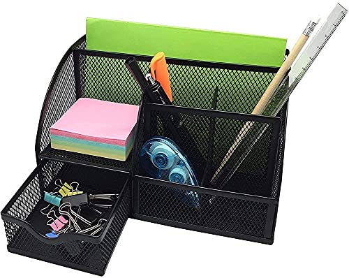 Organizer da scrivania/portaoggetti da scrivania in Rete/portapenne/organizzatore Multifunzionale Organizer per Penne Nero per scrivania