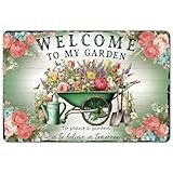 Cartello da giardino in metallo: Realizzato in metallo resistente,Questo cartello in latta floreale offre un aspetto vintage garantendo al contempo una resistenza duratura. Aggiunge un tocco affascinante alla tua casa,serra,cortile,giardino,o spazi esterni