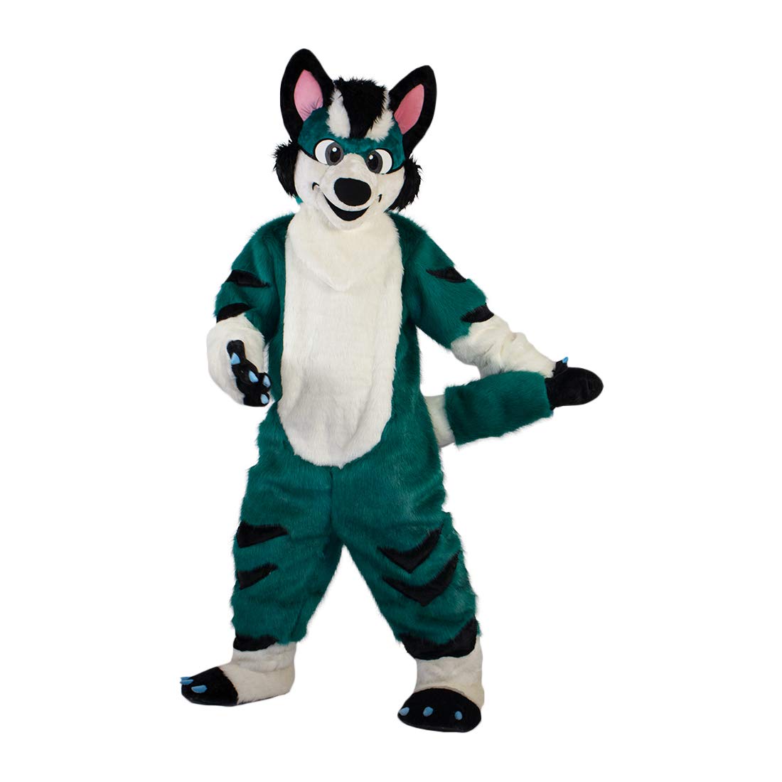 Green Fox Dog Husky Fursuit Cartoon Furry Costuming Mascot Costume