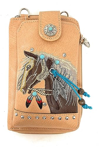Texas West Western Style Small Embroidery Horse Crossbody Cell Phone Purses Handbags with Coin Pocket in 4 colors2