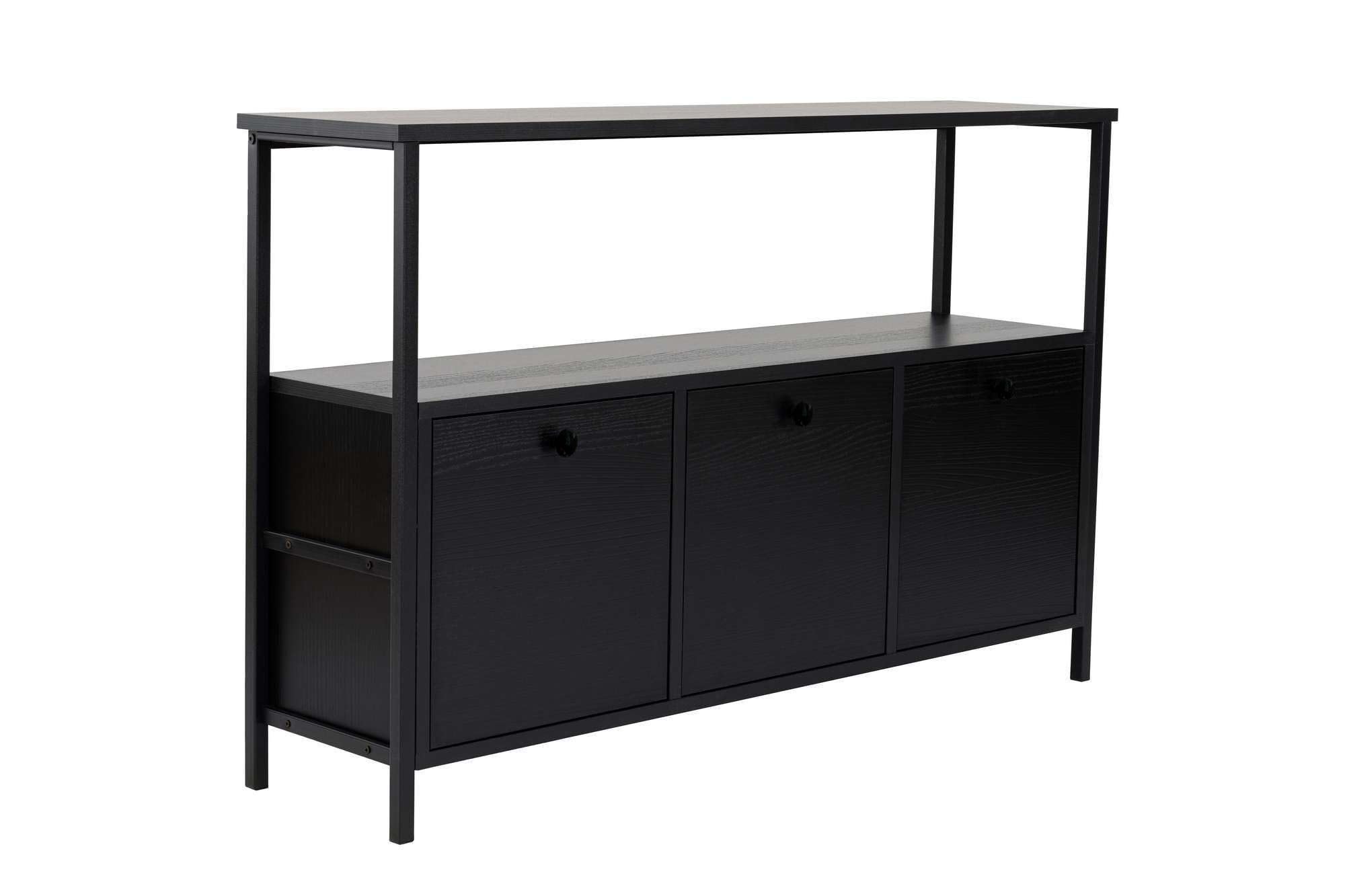 Hanah Home Stilvoller schwarzer Konsolentisch, 120 x 77 x 29,5 cm | 100% melaminbeschichtete Spanplatte, Metallprofil, PVC-Kantenband | modernes Design für Zuhause & Büro