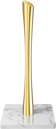 Toallero de papel de mármol para encimera dorada, soporte para toallas de papel de cocina de pie, soporte para rollos - para encimera de cocina y