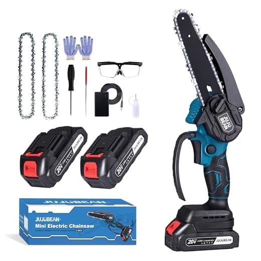 Mini Chainsaw 6 Inch Cordless, Battery Chainsaw with Charger, Handheld Chainsaw of Lightweight, Electric Chainsaw as Tree Trimmer Branch Cutter (2 Rechargeable Batteries Included)
