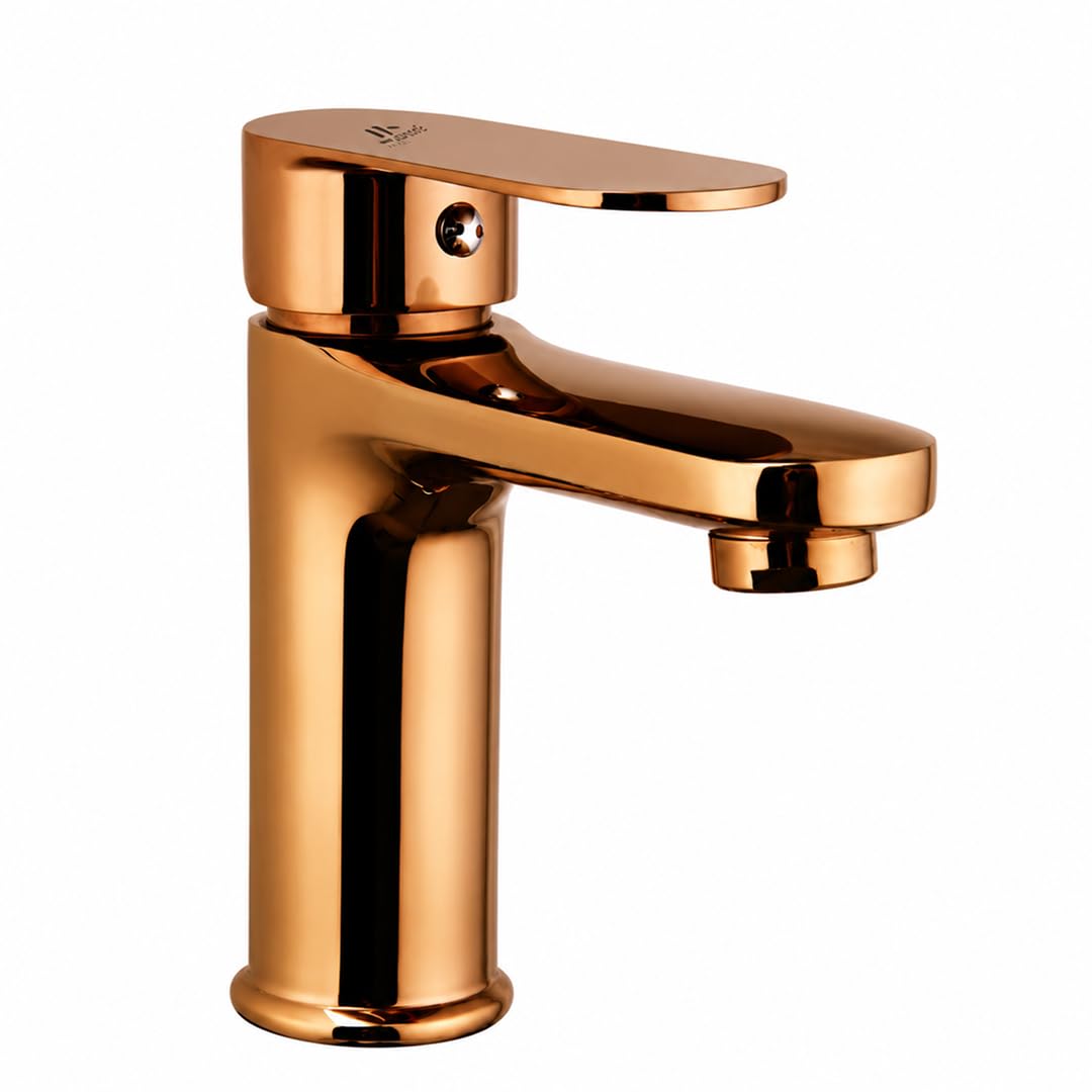 Maipo Dove Rose Gold Single Lever Basin Mixer Tap for Bathroom, Solid Brass Wash Basin Faucet, Hot & Cold Water Mixer with Foam Flow Water Saving Technology-image-49