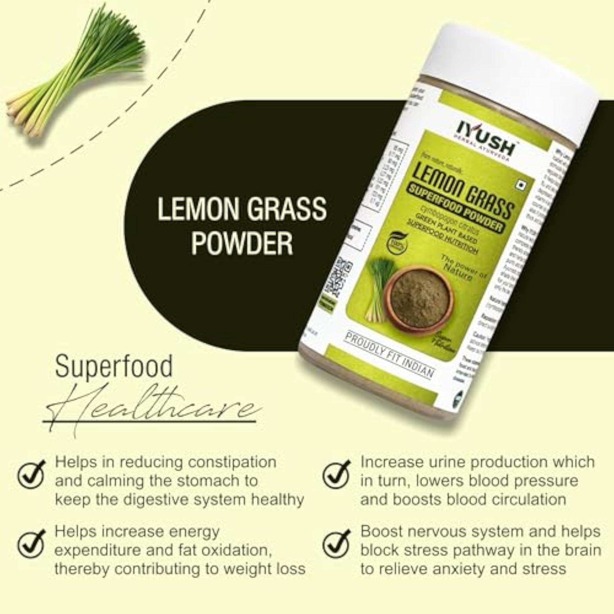 IYUSH Herbal Ayurveda Lemon Grass Powder, 100g