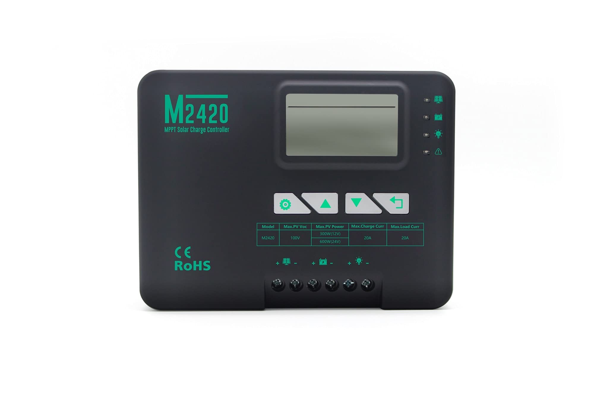 YZACK Controlador de Carga Solar 20A y Descarga MPPT, 12 / 24V Identificación automática, LCD Mostrar, para Varios solares pequeñas y Medianas. Corriente Continua Sistemas de Carga