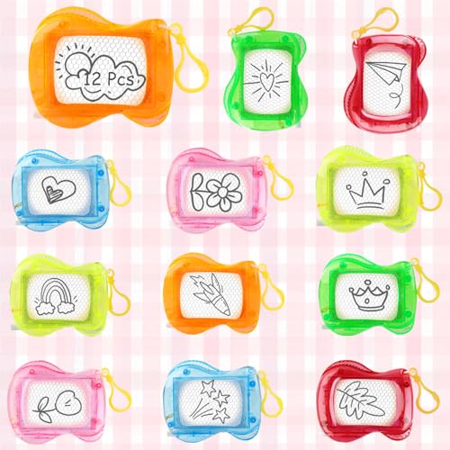 Mini pizarra de magia, 12 minipizarras magnéticas para niños, tablero de pintura magnético, regalo de fiesta, cumpleaños infantil, mini pizarra con llavero, relleno de bolsa de regalo de cumpleaños