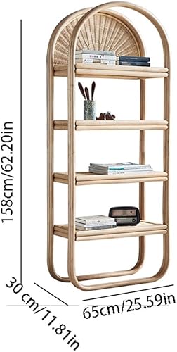 Miniatura 3 de UNNS Estantería nórdica de ratán para estantería armario de suelo de cuatro pisos estantería de almacenamiento para sala de estar estante de