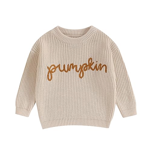Baby Pumpkin Outfit Newborn Infant Boy Girl Cute Long Sleeve Knit Oversized Sweater Toddler Halloween Clothes (B-Cream White, 0-3 Months)