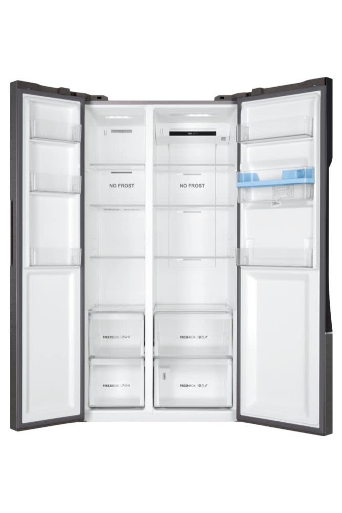 Haier SBS 90 Serie 3, Frigorifero Side by Side, 2 Porte, 521 Litri, No Frost, Water Dispenser e Sistema Multi Air Flow, Libera Installazione, Classe E, 90,8 x 64,7 x 177,5 cm, Alluminio - HSR3918EWPG