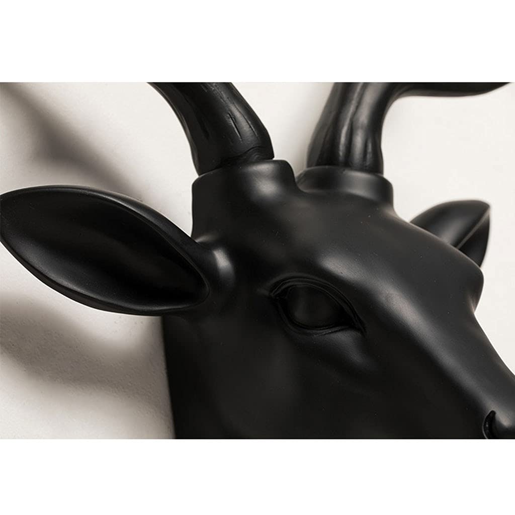 Decorazione da Parete Scultura da Parete Cervo, Testa da Parete Appesa Testa di Animale in Resina Tridimensionale Pendente da Parete con Cornice Ristorante