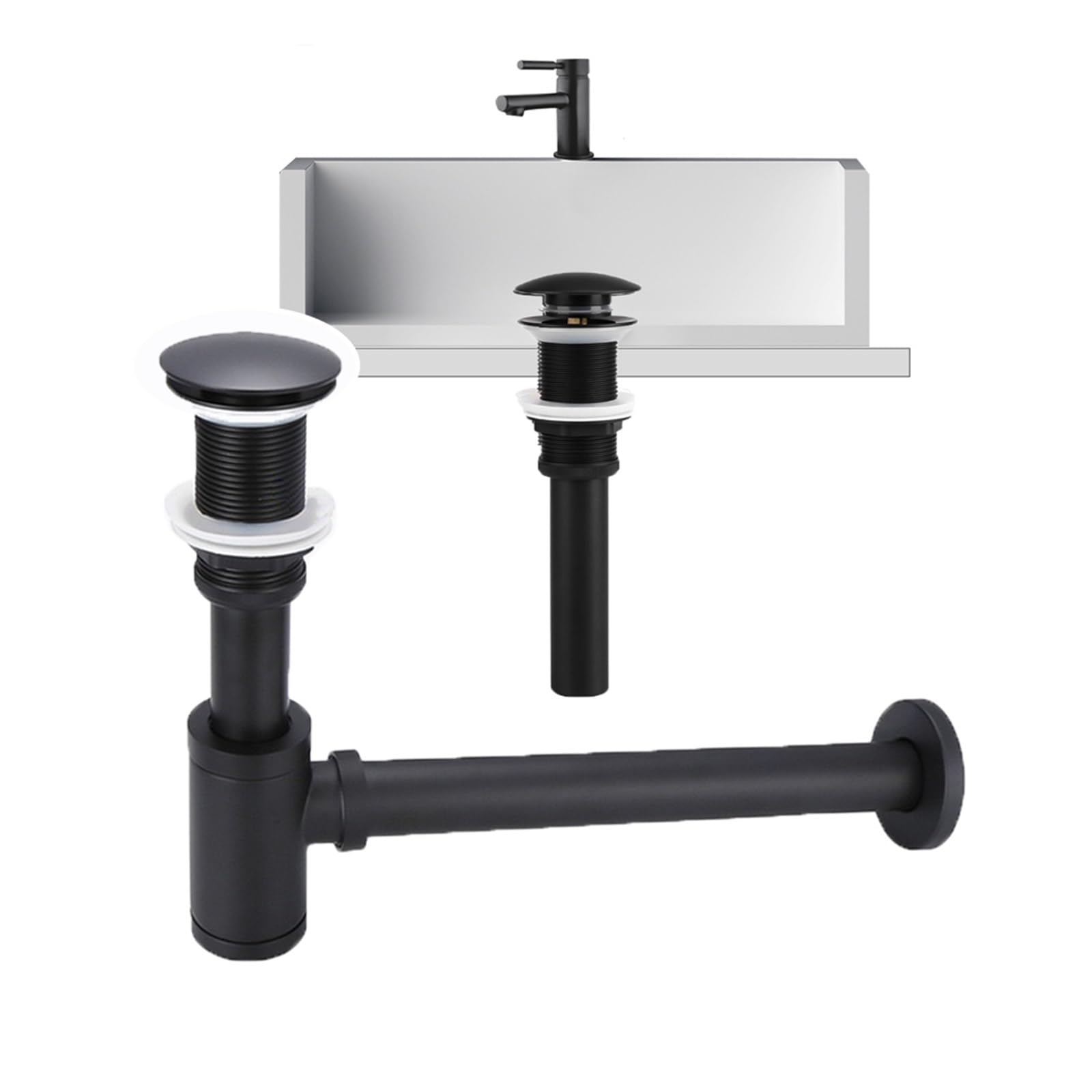 Beckenablauf Siphon Badezimmer Waschbecken Flasche Falle Moderne Pop Up Filter Fixture Stopper Set(Bottle trap)