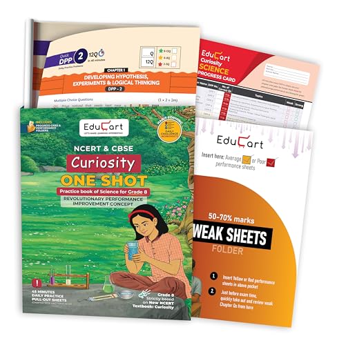 Image of Educart NCERT & CBSE Class 8 Science Curiosity One Shot Book 2026 | Reference Guide and Practice Workbook with Pull-Out Sheets for 2026-27