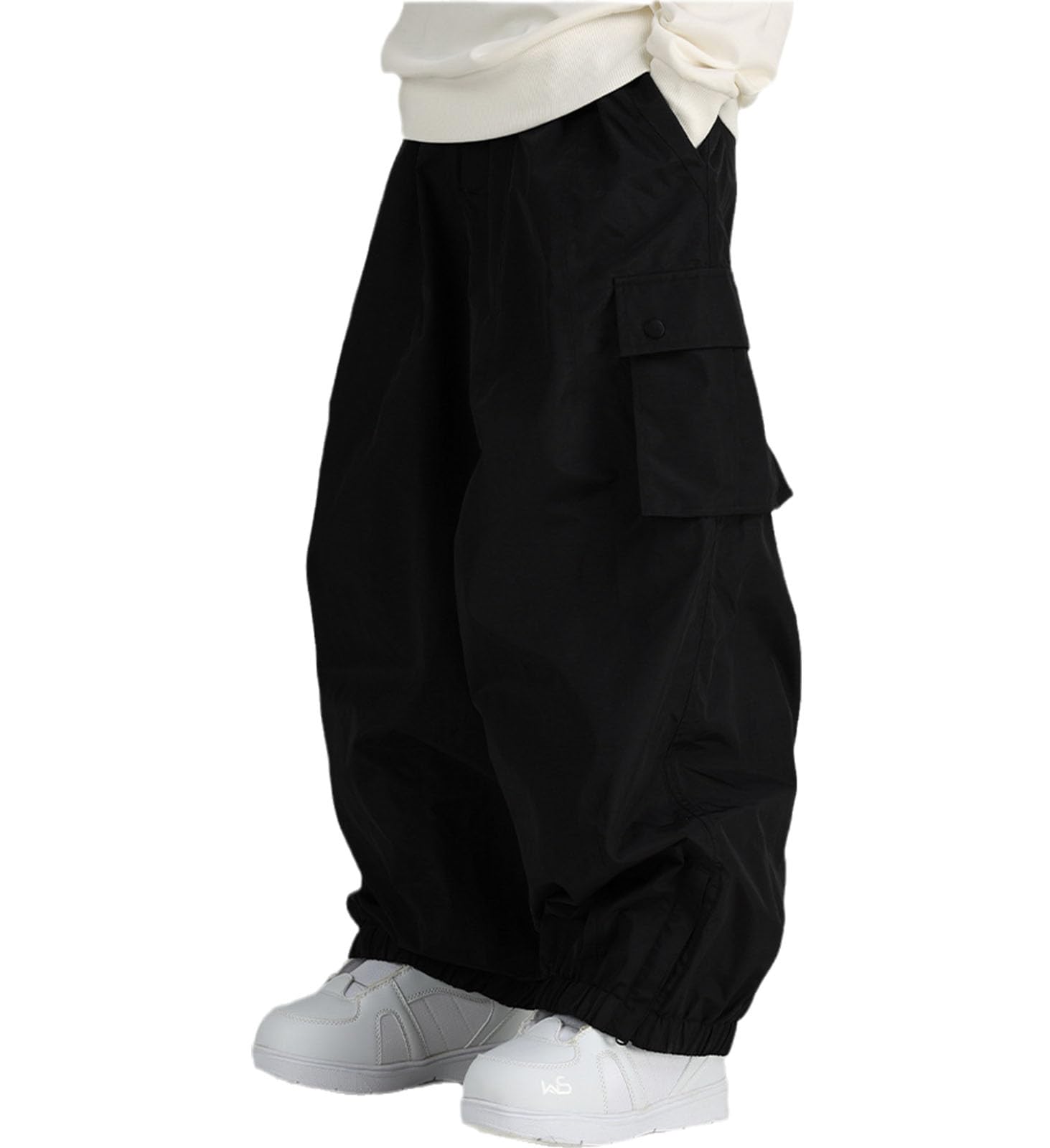 Pantalon de ski baggy cargo uni pour femme - Imperméable et chaud - Avec poches