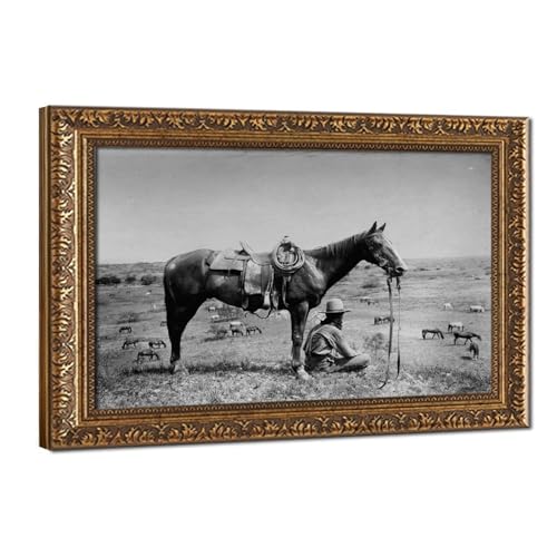 Toile The American Cowboy 1910 cadre suspendu de haute qualité 50x76cm