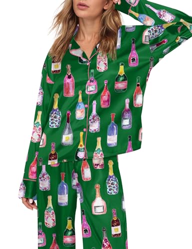 Image of SHESHOW Satin Pajamas for Women Set Long Sleeve Button Down Sleepwear 2 Piece Nightwear Women Pjs Sets Size XS-XXL