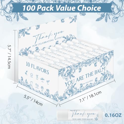 Image of 100 Pack Moisturizing Lip Balms in Bulk Blue Flower Wedding Gifts Reception Ideas Party Favors Thank You For Celebrating With Us Baby Shower Birthday Gift You Are The Balm Beeswax Something Blue