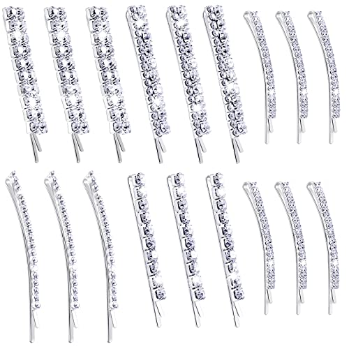 15 Pieces Rhinestone Hair Clips Metal Rhinestone Hair Pins Clear Crystal Bobby Pins for Women Girls Luxury Rhinestone Hair Barrettes Silver Bling Hair Pins Hair Accessories for Party Wedding Daily