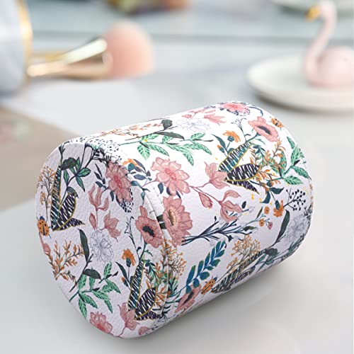 Image of Large Capacity Floral Pen Holder for Desk, Leather Pencil Holder Pen Cup Marker Holder Makeup Brush Holder, Desk Accessories & Workspace Organizers for Home, Office, White Flower