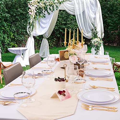 Kire 100Pcs Gold Plastic Plates - White Disposable Plates With Gold Rim For Party/Wedding - Include 50Pieces 10.25Inch Gold Dinner Plates And 50Pieces 7.5Inch Gold Dessert/Salad Plates #TOP7