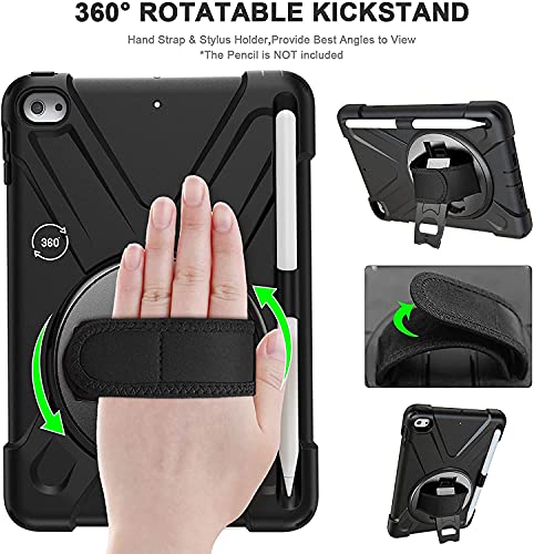 Gerutek for iPad Mini 5/4 Case,Heavy Duty Shockproof Rugged Tough Case with Pencil Holder,360 Rotating Stand&Hand Strap&Carry Strap Protective Cover for Mini 5/iPad Mini 4 - Image 2