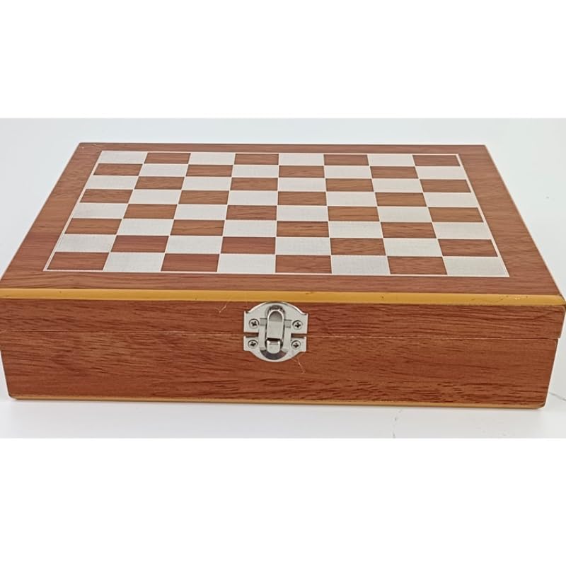 Set di scacchi in legno pieghevole 3 in 1 for giochi da tavolo da viaggio for bambini e adulti Set di carte da scacchi e domino scacchiera portatile(Color1)