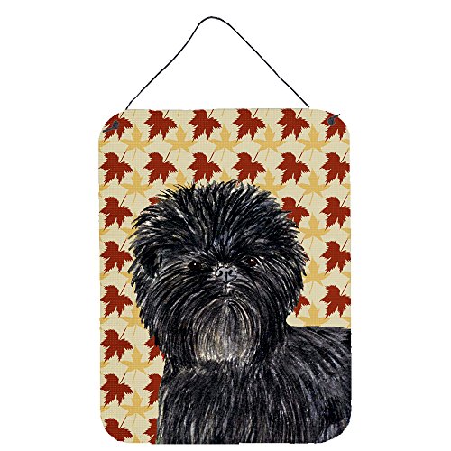 Caroline's Treasures SS4345DS1216 Affenpinscher Fall Leaves Portrait Wall or Door Hanging Prints Aluminum Metal Sign Kitchen Wall Bar Bathroom Plaque Home Decor Front Door Plaque, 12x16, Multicolor