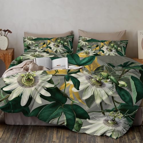 Linge de lit 240x260 passiflore imprimé 3D de qualité supérieure - 3