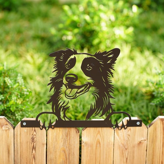 FAHAAM Decoration Metal Dog Fence Topper, Garden Outdoor Decor, Spaniel Fence Topper, Black Metal Dog Art, Garden Decorative Dogs Art for Outdoor, 6 Different Dogs Design. (Retriever Silhouette)