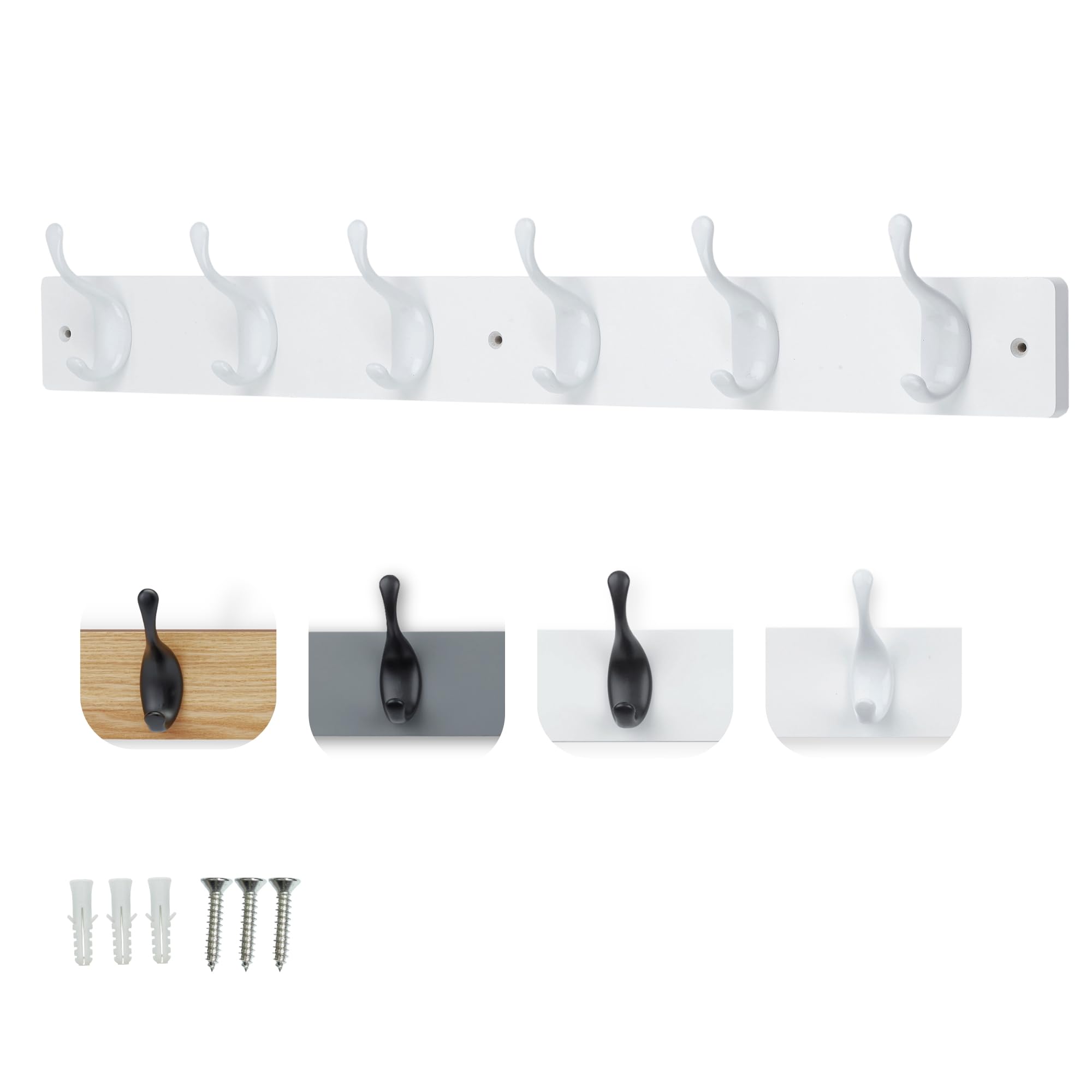 Headbourne White 6 Hook Coat Rail