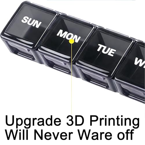 Image of BUG HULL Weekly Pill Organizer Large 2 Packs, Extra Large Travel Pill Organizers, Pill Box 7 Day, Travel Pill Case, Medicine Pill Organizer for Vitamins, Supplements and Medications (Black+White)