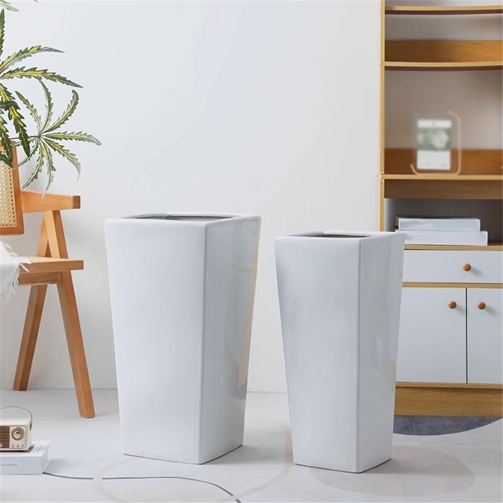 Białe doniczki z połyskiem do ziemi, z otworami drenażowymi, ceramicznymi doniczkami, roślinami, kwiatami, pojemnikami do salonu, ogrodu itp