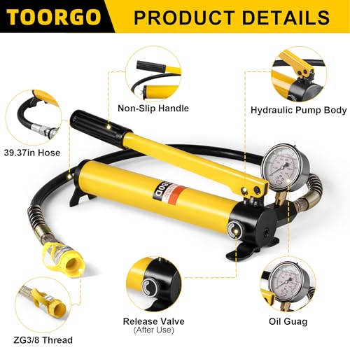 Image of CP-180 Hydraulic Hand Pump with Oil Gauge,Hand Operated Pump Manual Pump Hydraulic Pump for Lifting Cylinders