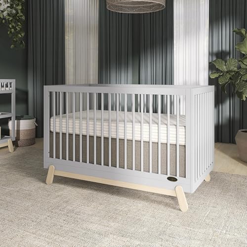 Image of Dream On Me Hygge 5-in-1 Convertible Full-Size Baby Crib in Pebble Grey Vintage, GreenGuard Gold & JPMA, Converts to Toddler, Day & Full-Size Bed, Adjustable Mattress Heights, Modern Nursery