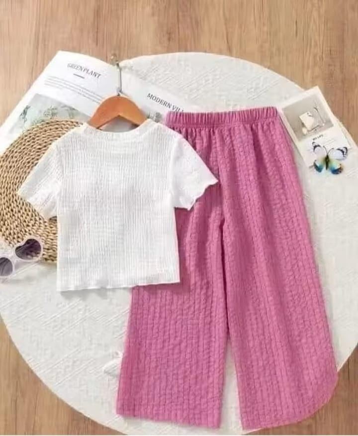 Image of Girls Cotton Blend Clothing Set Soft & Breathable Top and Bottom Outfit for Girls Comfortable Casual & Party Use Kids Dress Set