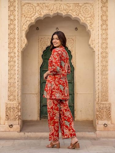 Image of Leriya Fashion Kurta Sets for Woman | Co ord Set for Women Stylish | Kurti Set for Woman | Short Kurti for Women | Kurtis | Ethnic Jaipuri Straight Kurta Set with Palazzo Pants | Salwar Suit for Party Outfits
