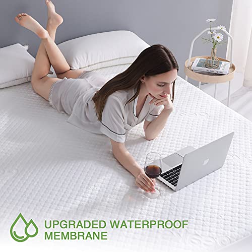 King Size Waterproof Mattress Protector Rayon from Bamboo Cooling Fitted Mattress Pad Cover with Deep Pocket Up to 18'' - Thumbnail 3