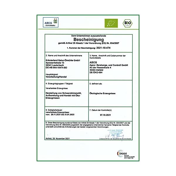 Kräuterland Bio Nachtkerzenöl 250ml - Nachtkerzensamenöl, kaltgepresst, naturrein, vegan - Speiseöl zum Kochen & pur… – Bild 8