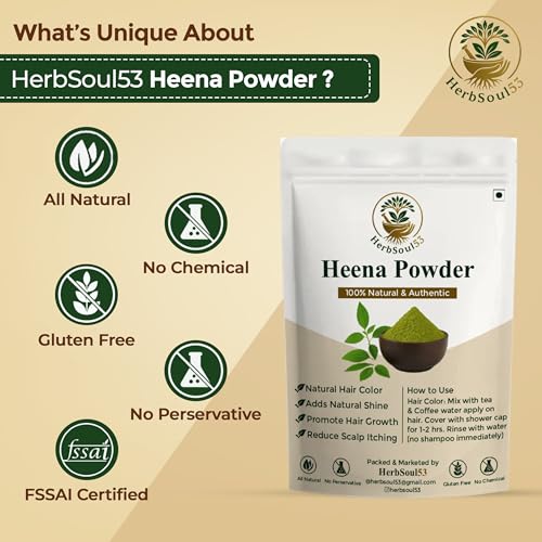 Image of Natural Henna Powder 200gm | Herbal Mehandi Hair Color for Grey Coverage & Shine | Deep Conditioning, Strong Hair Growth, Hair Strength & Fall Control | No Added Color or Preservatives