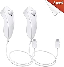 2 Pack White Nunchuck Controller for Nintendo Wii Video Game,Replacement Nunchuck Remote, Gamepad Controller
