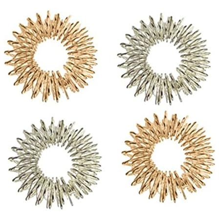 Artibetter 5pcs Finger Acupressure Massage Rings Chinese Medicine Acupressure Massage Rings (Silver+Golden)