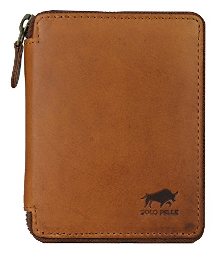 Solo Pelle Damen Leder Geldbörse I Portmonee I Portemonnaie Jakarta Vintage Braun