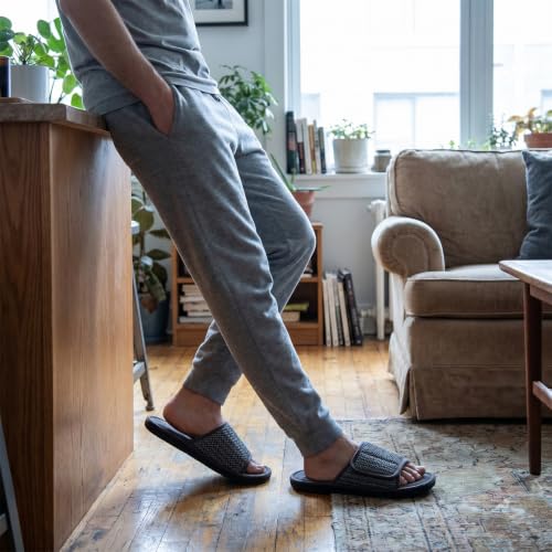 Image of Men's Adjustable House Slippers, Mesh Open Toe Breathable Indoor Slip on