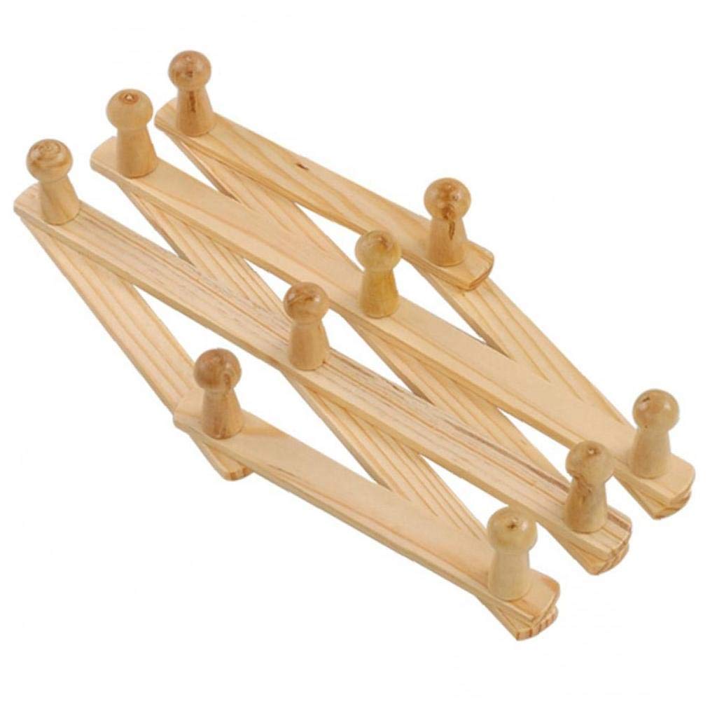 Natural Wood Wall Mounted Expandable Accordion Peg Coat Rack Hanger Hat Closet Hook Expanding Fold Door Wooden Hanger 10 Hooks