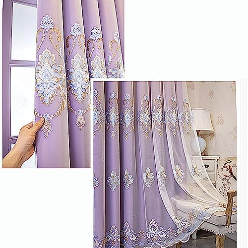 Cortinas moradas de doble capa modernas con cenefas elegantes para sala de estar de 66x90 4