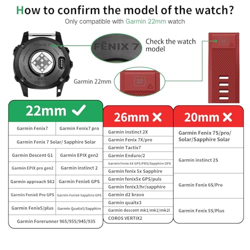 Correa silicona 22mm para Garmin Fenix 6 roja miniatura 2